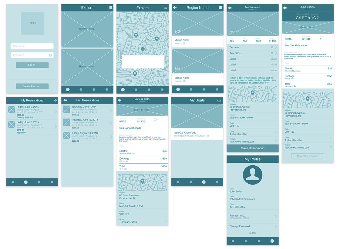 Dockwa wireframes